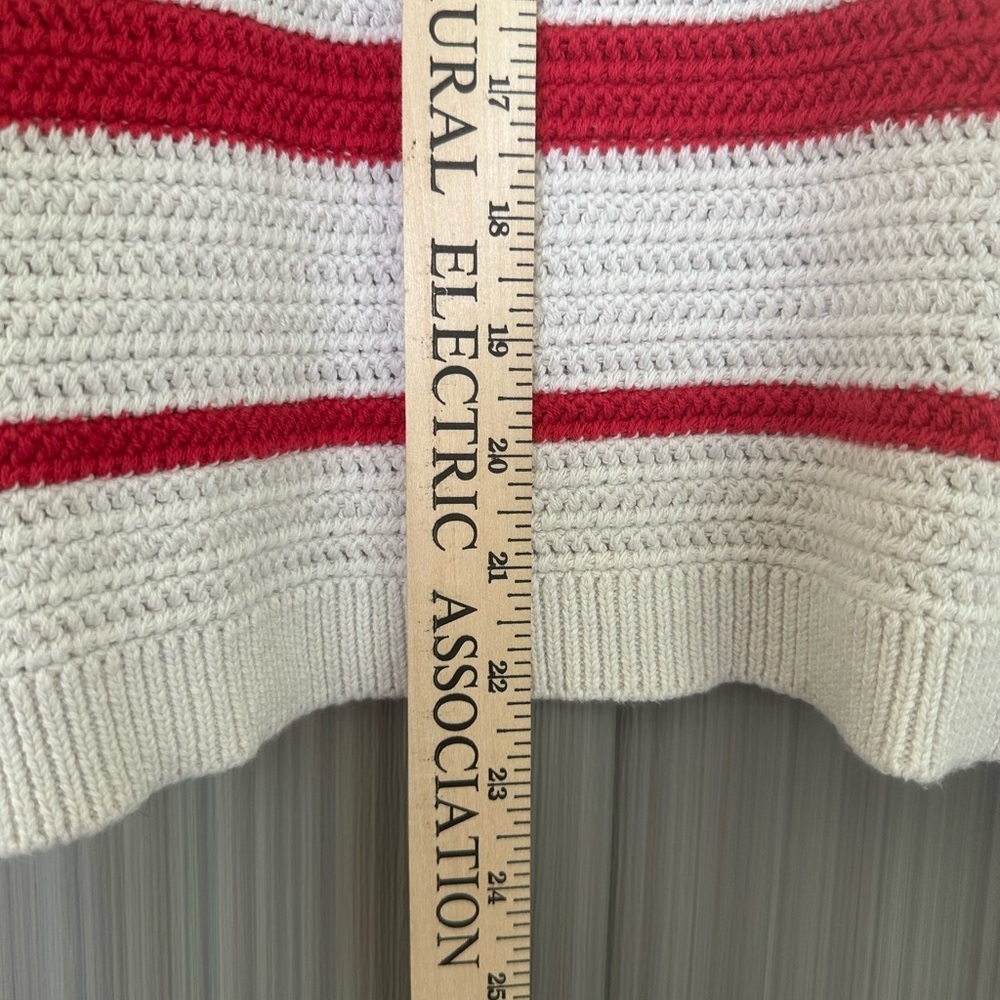a new day Red White Striped Short Sleeve Sweater Top Casual Layer Sz L - Picture 4 of 5